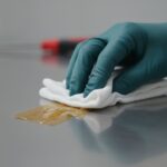 How do I remove adhesive residue from industrial surfaces